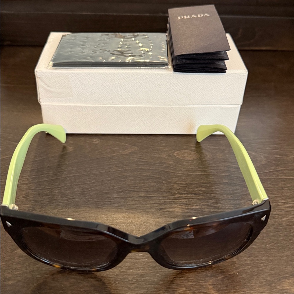 Prada Tortoise and Green Sunglasses